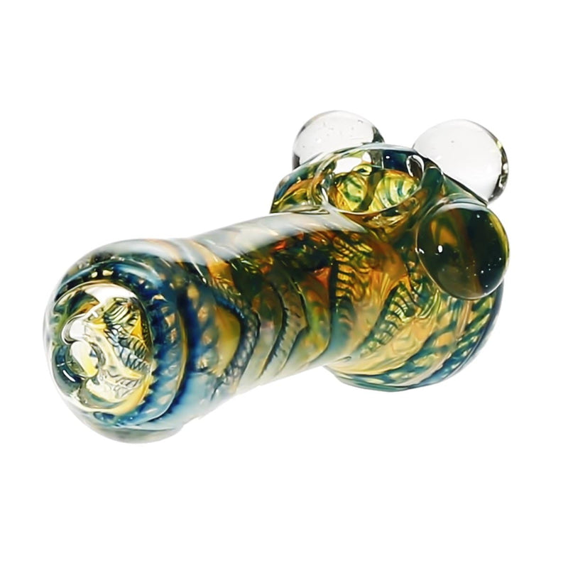 Biohazard Inc Glass Hand Pipe 6" Fume Frit 3 Marble Hand Pipe