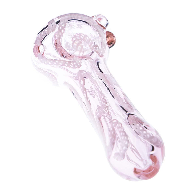 Biohazard Inc Glass Hand Pipe 6" Pink Bearclaw Hand Pipe