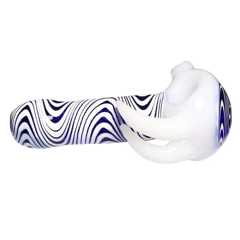 Biohazard Inc Glass Hand Pipe Blue and White Hand Pipe