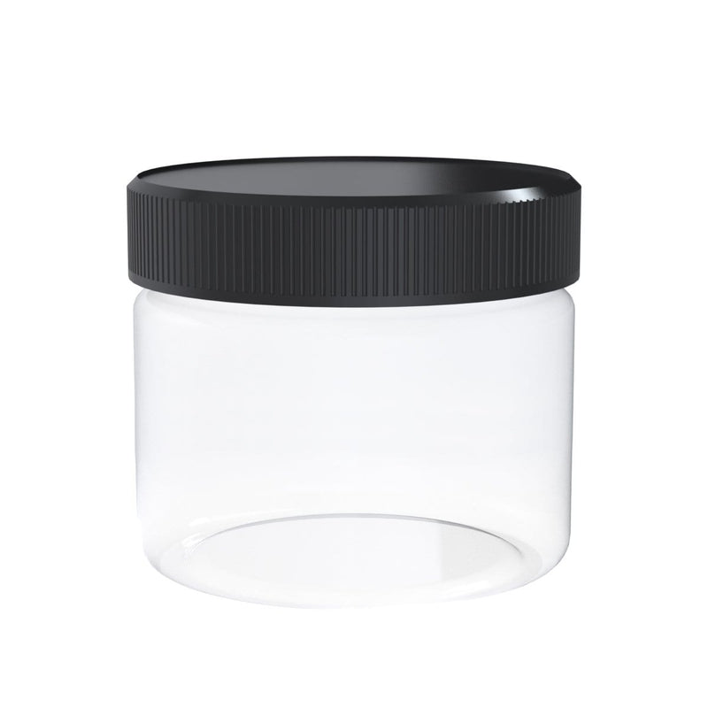 Biohazard Inc Glass Jar 3oz Clear Glass Jars w/ Black Screw Cap - 150 Count