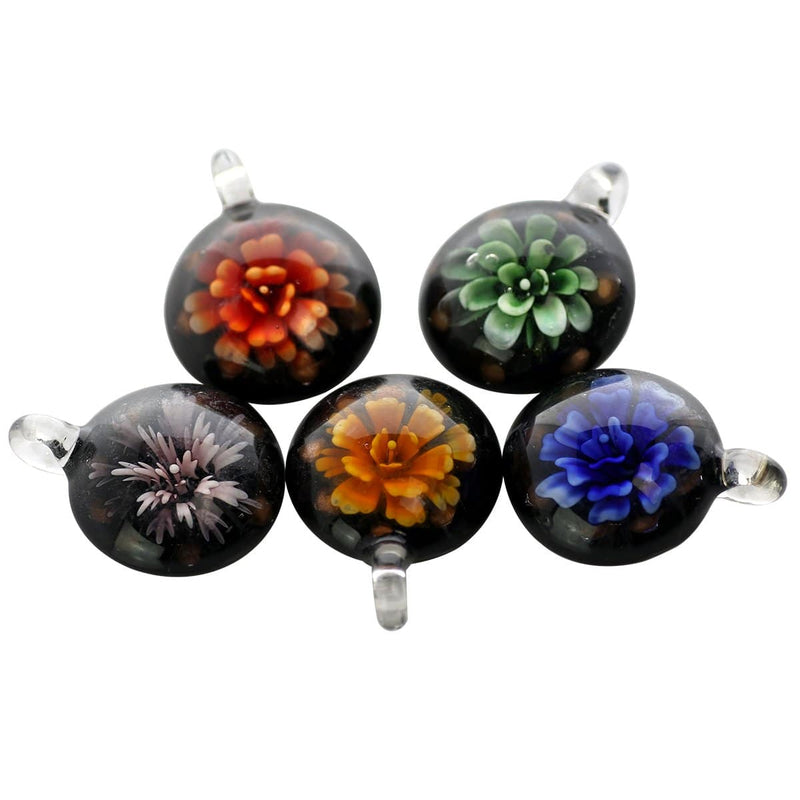 Biohazard Inc Glass Pendant Glass Flower Pendant 1"