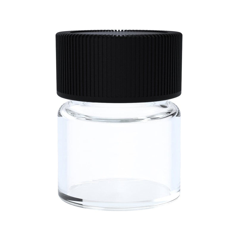 Biohazard Inc Glass Vial Clear Glass Vial 5ml with Black Cap - 144 Count