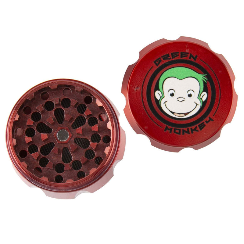 Biohazard Inc Metal Grinder Green Monkey Grinder -Baboon Crown - 63MM- Red