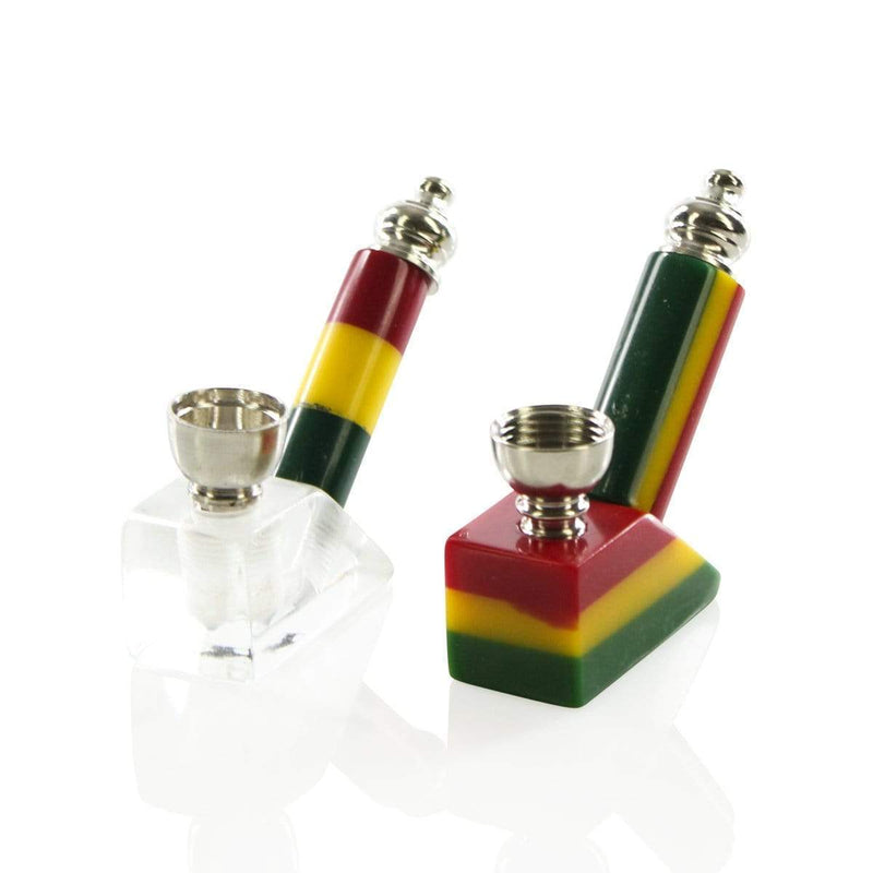 Biohazard Inc Metal Hand Pipe 3" Metal/Acrylic Angle Rasta Pipe