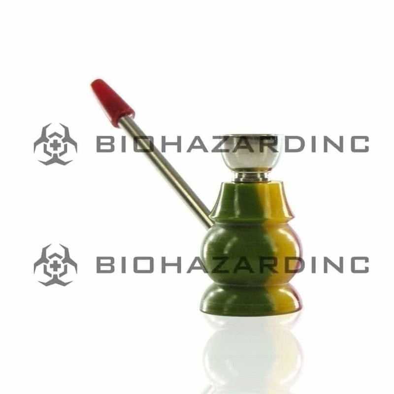 Biohazard Inc Metal Hand Pipe 3" Metal/Acrylic Rasta Bottle Pipe