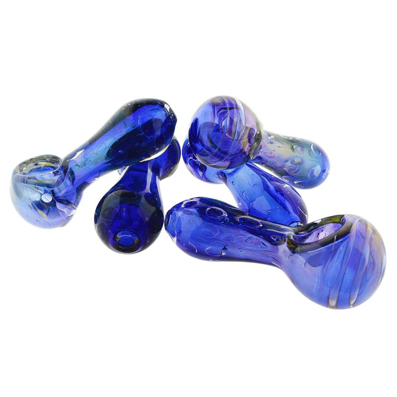 Biohazard Inc Novelty Hand Pipe 3" Hand Pipes Blue/Green Bubble Honeycomb Multi-Pattern - 5 Count