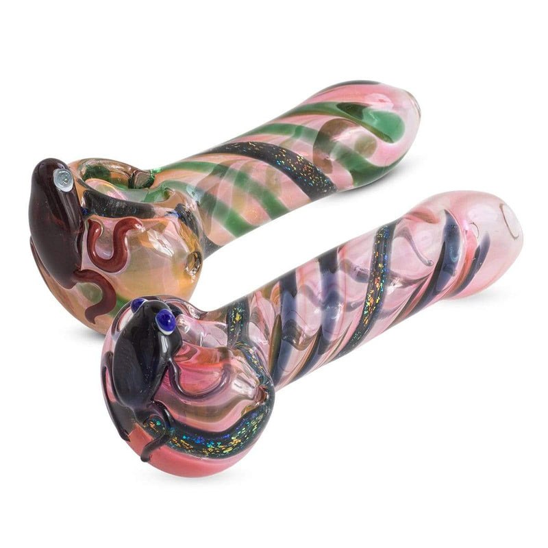 Biohazard Inc Novelty Hand Pipe 5" Fumed Animal Hand Pipe w/ Dichro Swirl