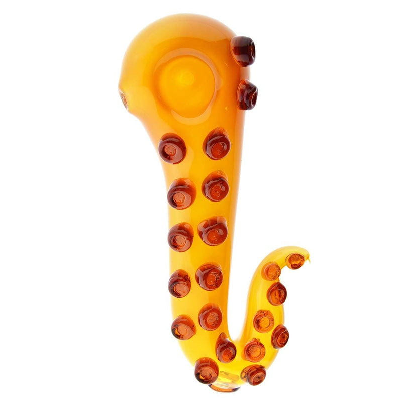 Biohazard Inc Novelty Hand Pipe 5" Hand Pipe Amber Octopus Tentacle