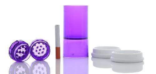 Biohazard Inc Plastic Grinder Acrylic Dugout with Grinder and One-Hitter Bat - Purple