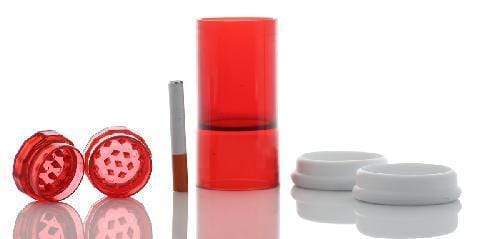 Biohazard Inc Plastic Grinder Acrylic Dugout with Grinder and One-Hitter Bat - Red