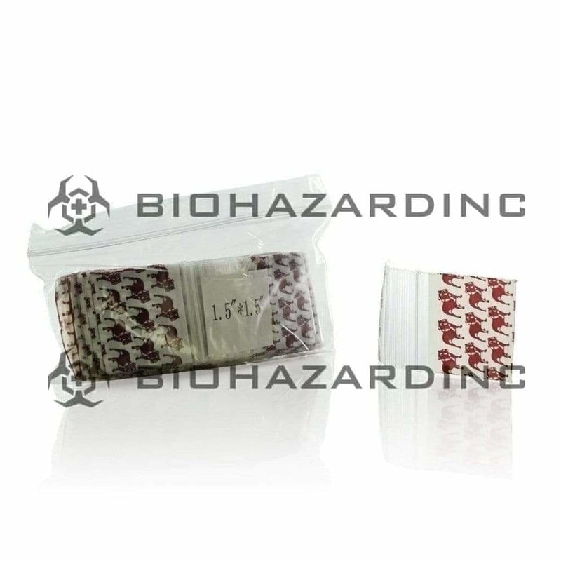 Biohazard Inc Scale 1 1/2" x 1 1/2" Zip Lock Baggie Bulldog Design - 1,000 Count