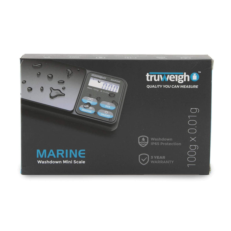 Biohazard Inc Scale Truweigh Marine IP65 Rated Washdown Miniscale - 100g x 0.01g / Black