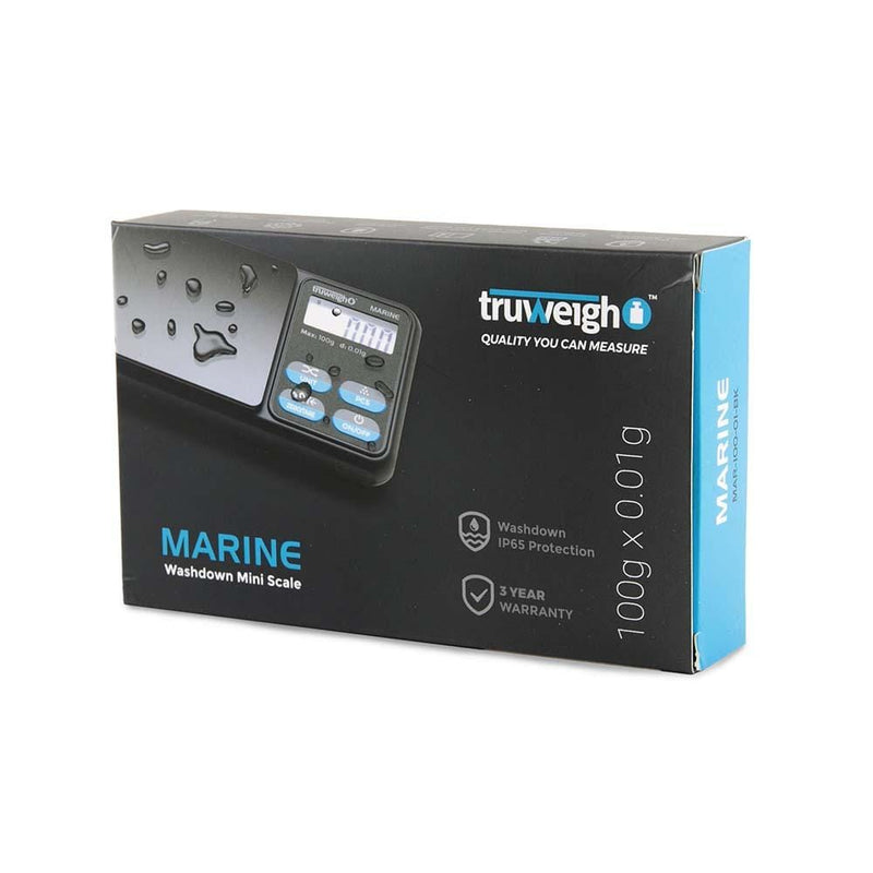 Biohazard Inc Scale Truweigh Marine IP65 Rated Washdown Miniscale - 100g x 0.01g / Black