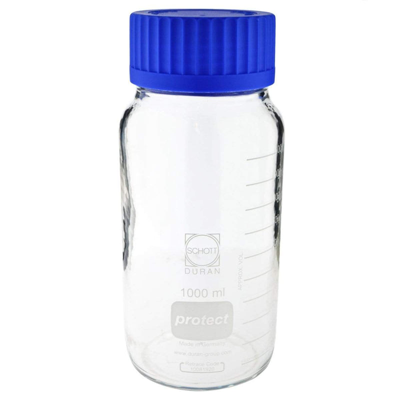 Biohazard Inc Scientific Lab Bottles LAB GLASS MEDIA CLEAR WIDE NECK 1000 ML. "PLASTIC COAT" - 1 Count