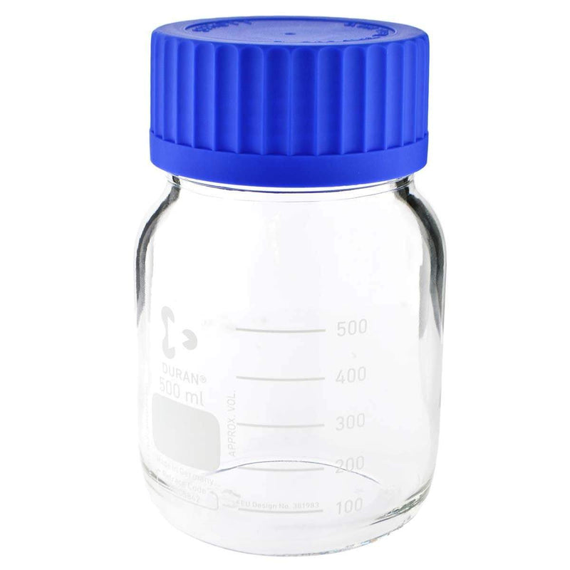 Biohazard Inc Scientific Lab Bottles LAB GLASS MEDIA CLEAR WIDE NECK 500 ML- 1 Count