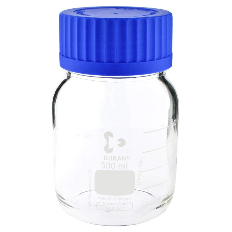 Biohazard Inc Scientific Lab Bottles LAB GLASS MEDIA CLEAR WIDE NECK 500 ML- 1 Count