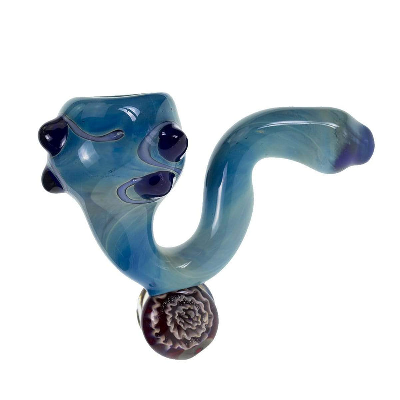 Biohazard Inc Sherlock Hand Pipe 4" Blue w/ Fumed Sherlock and Marbles