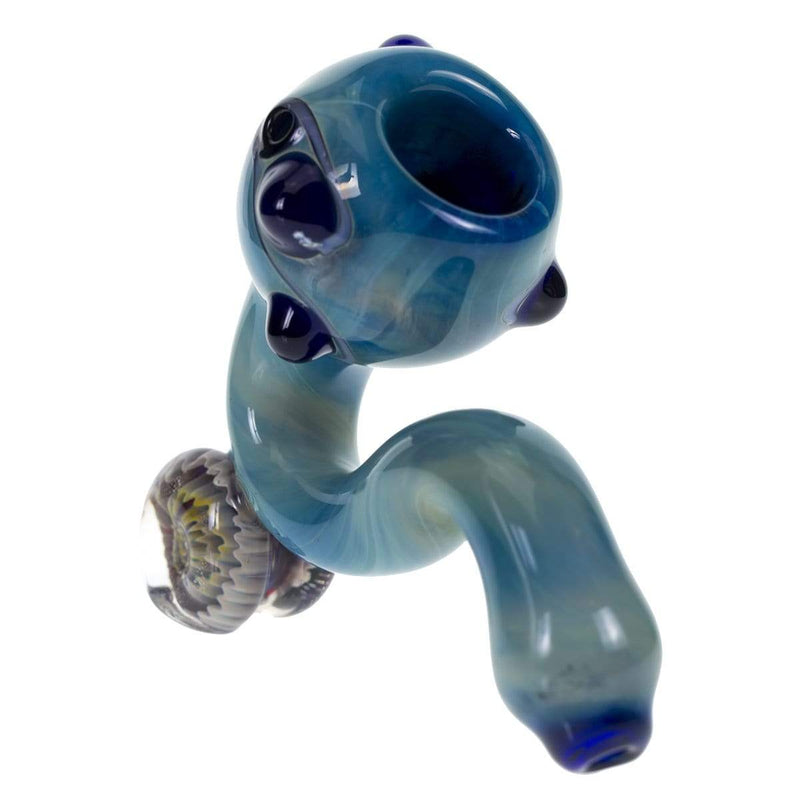 Biohazard Inc Sherlock Hand Pipe 4" Blue w/ Fumed Sherlock and Marbles