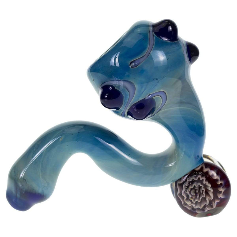 Biohazard Inc Sherlock Hand Pipe 4" Blue w/ Fumed Sherlock and Marbles