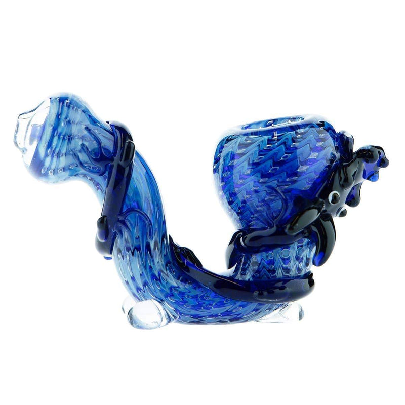 Biohazard Inc Sherlock Hand Pipe Rake Blue Sherlock with Black Dragon