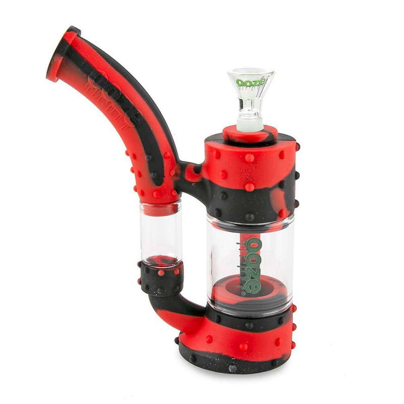 Biohazard Inc Silicone Bong OOZE Stack Pipe Silicone Bubbler - Black / Red