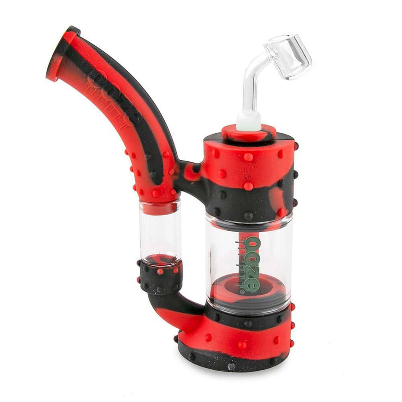 Biohazard Inc Silicone Bong OOZE Stack Pipe Silicone Bubbler - Black / Red