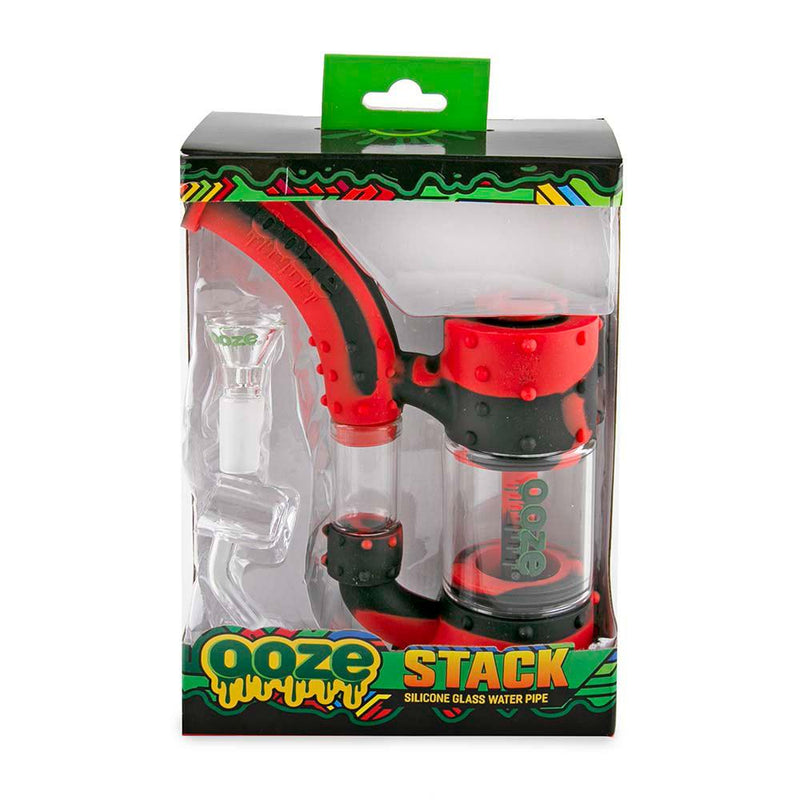 Biohazard Inc Silicone Bong OOZE Stack Pipe Silicone Bubbler - Black / Red