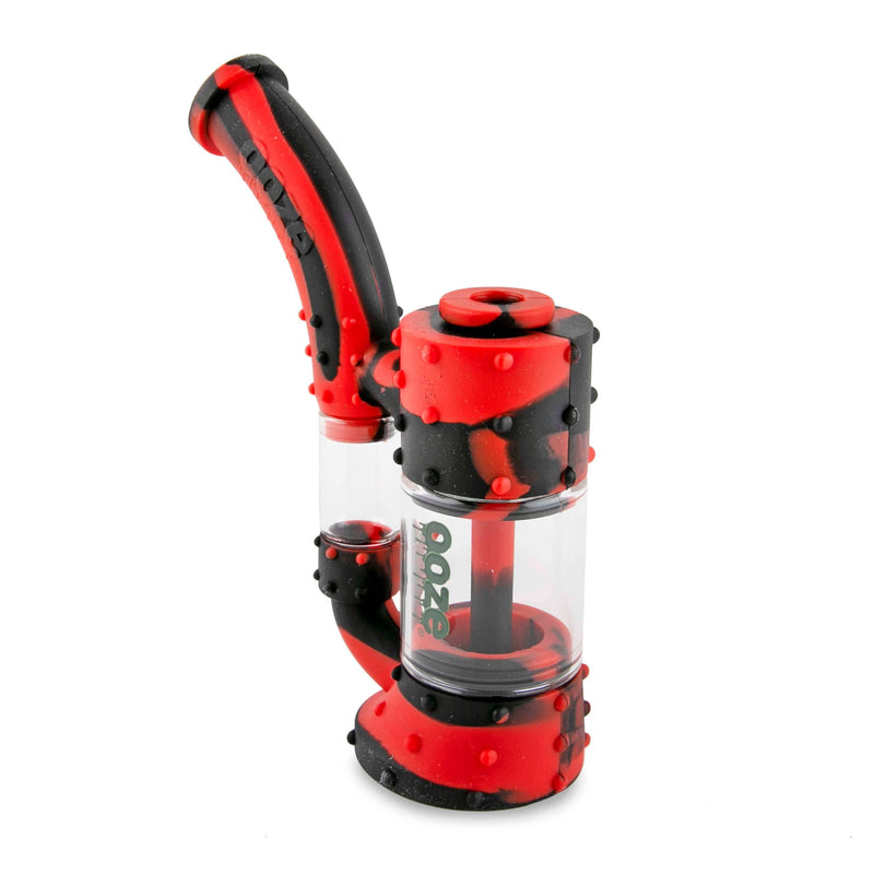 Biohazard Inc Silicone Bong OOZE Stack Pipe Silicone Bubbler - Black / Red