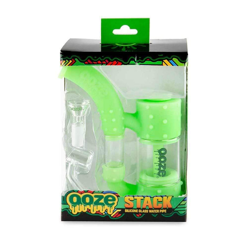 Biohazard Inc Silicone Bong OOZE Stack Pipe Silicone Bubbler - Green Glow