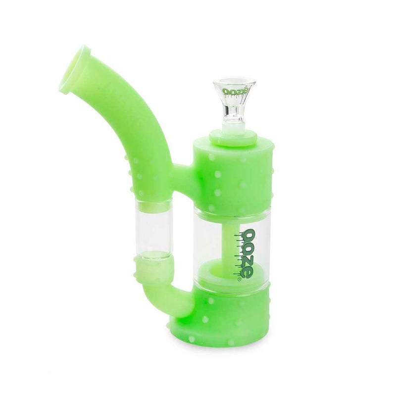 Biohazard Inc Silicone Bong OOZE Stack Pipe Silicone Bubbler - Green Glow