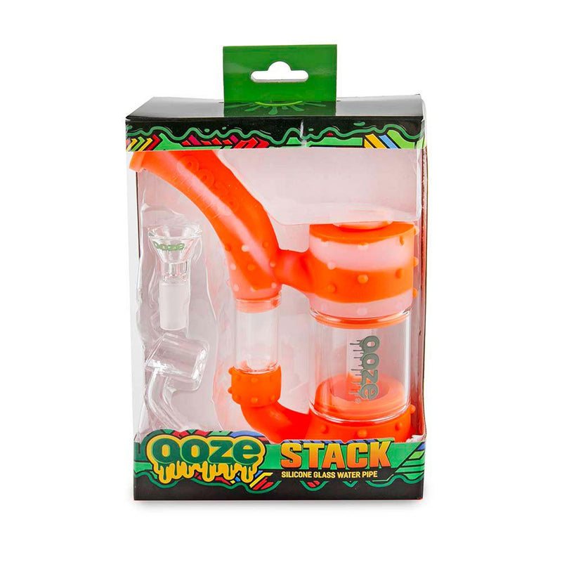 Biohazard Inc Silicone Bong OOZE Stack Pipe Silicone Bubbler - Orange / Clear