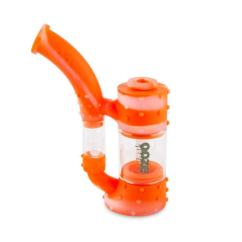 Biohazard Inc Silicone Bong OOZE Stack Pipe Silicone Bubbler - Orange / Clear