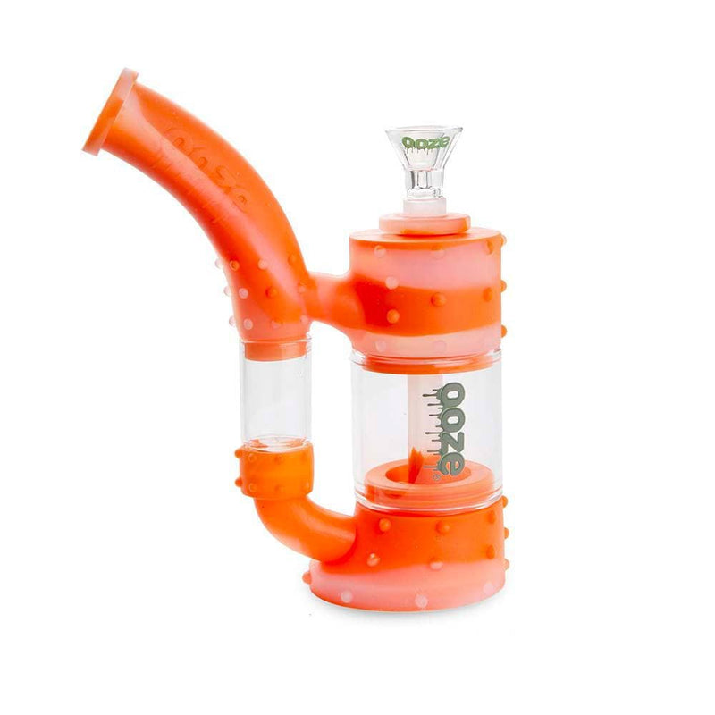 Biohazard Inc Silicone Bong OOZE Stack Pipe Silicone Bubbler - Orange / Clear