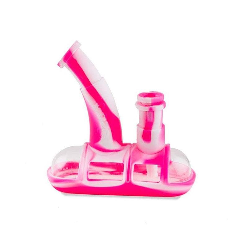 Biohazard Inc Silicone Bong OOZE Steamboat Silicone Bubbler - Pink / White