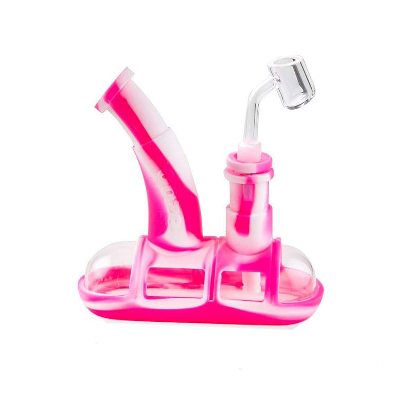 Biohazard Inc Silicone Bong OOZE Steamboat Silicone Bubbler - Pink / White