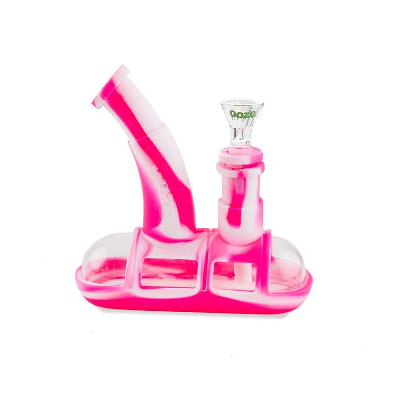 Biohazard Inc Silicone Bong OOZE Steamboat Silicone Bubbler - Pink / White