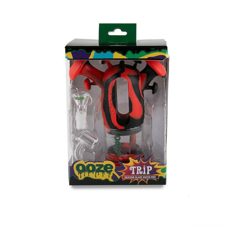 Biohazard Inc Silicone Bong OOZE Trip Pipe Silicone Bubbler - Black / Red