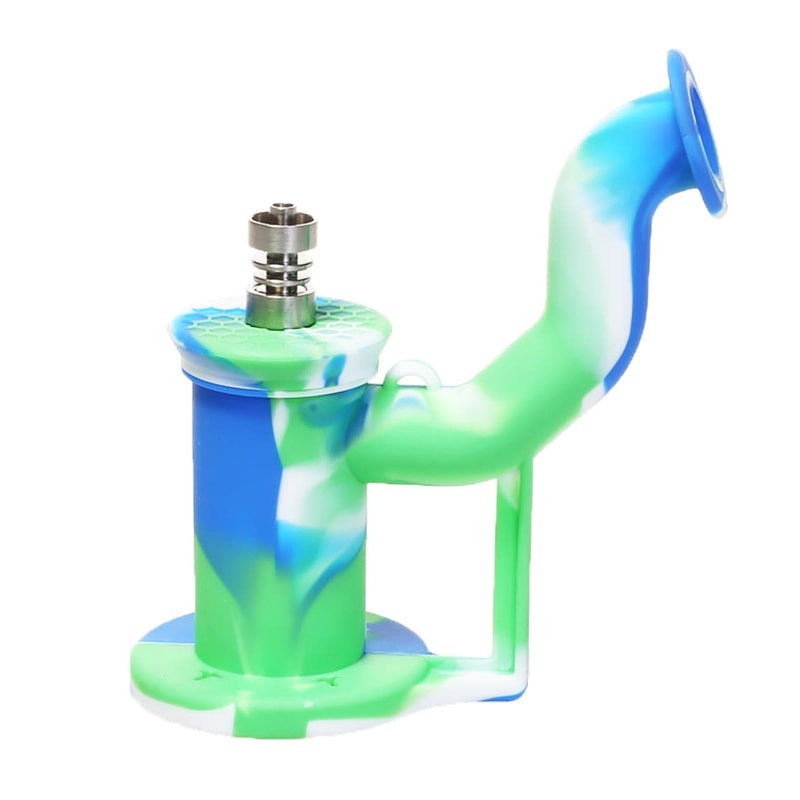 Biohazard Inc Silicone Dab Rig 6" Silicone Bent Neck Dab Rig - Neon Camo