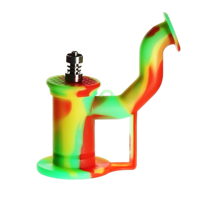 Biohazard Inc Silicone Dab Rig 6" Silicone Bent Neck Dab Rig - Rasta