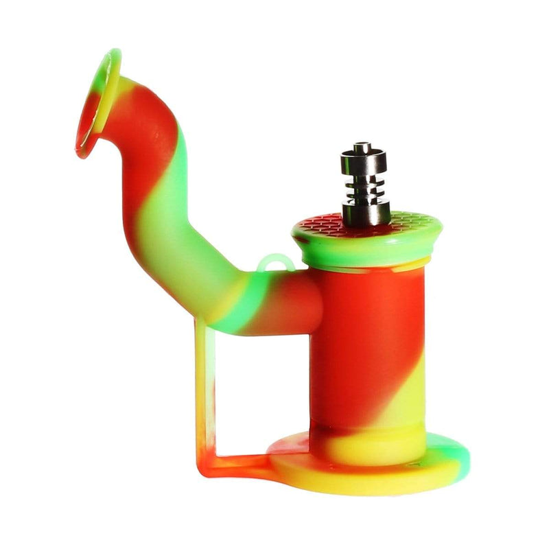 Biohazard Inc Silicone Dab Rig 6" Silicone Bent Neck Dab Rig - Rasta