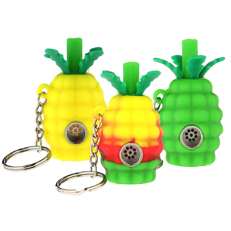 Biohazard Inc Silicone Hand Pipe Silicone Mini Pineapple Key Chain Pipe