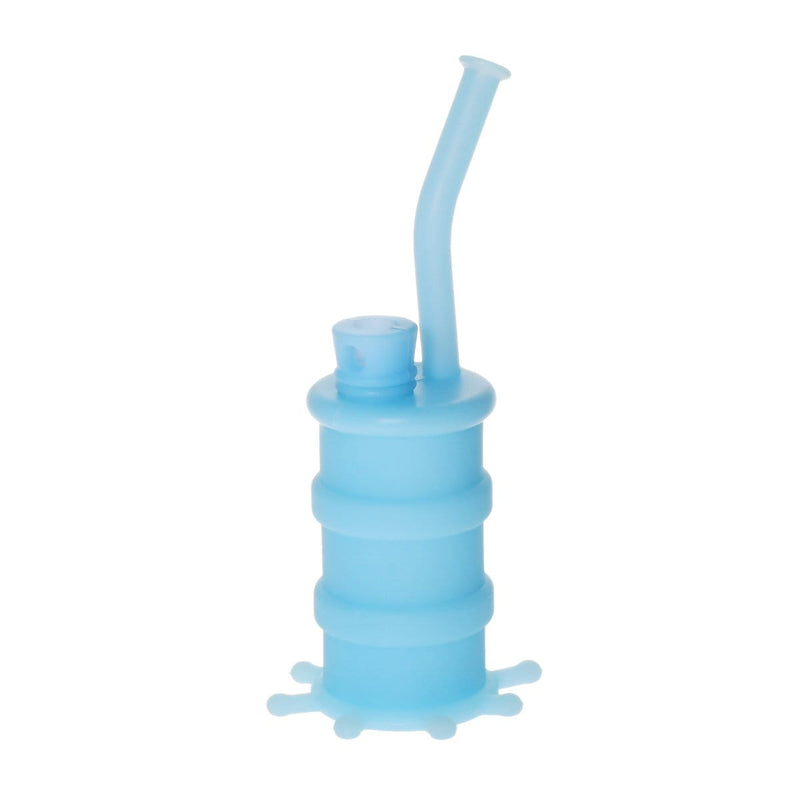 Biohazard Inc Silicone Rig Silicone 8" Bent Neck Small Oil Drum Bubbler - Blue