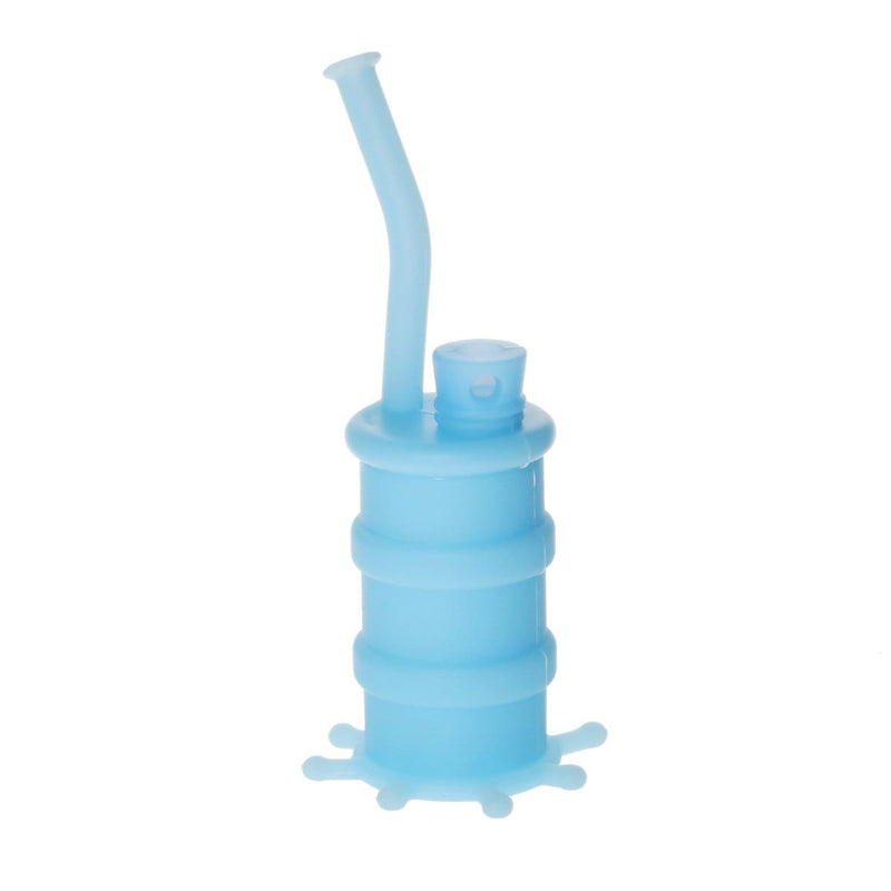 Biohazard Inc Silicone Rig Silicone 8" Bent Neck Small Oil Drum Bubbler - Blue