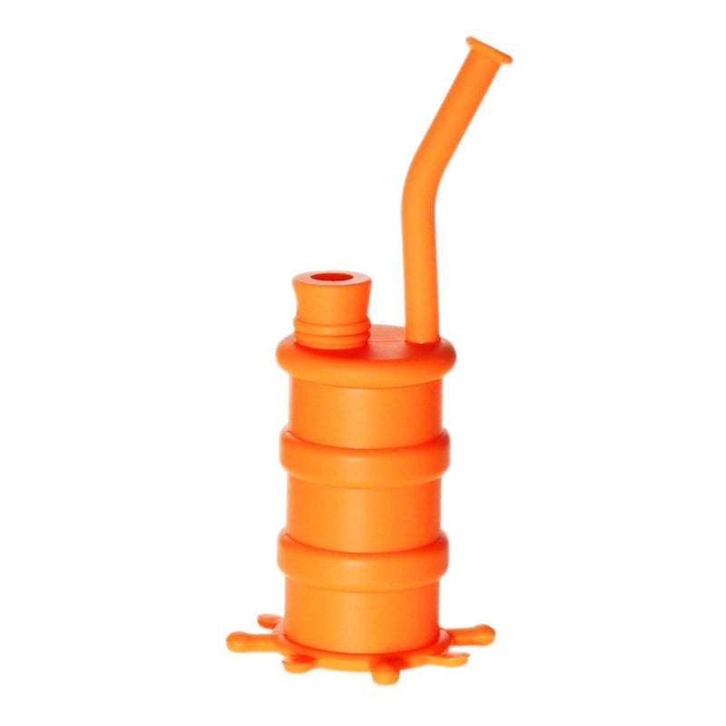 Biohazard Inc Silicone Rig Silicone 8" Bent Neck Small Oil Drum Bubbler - Orange