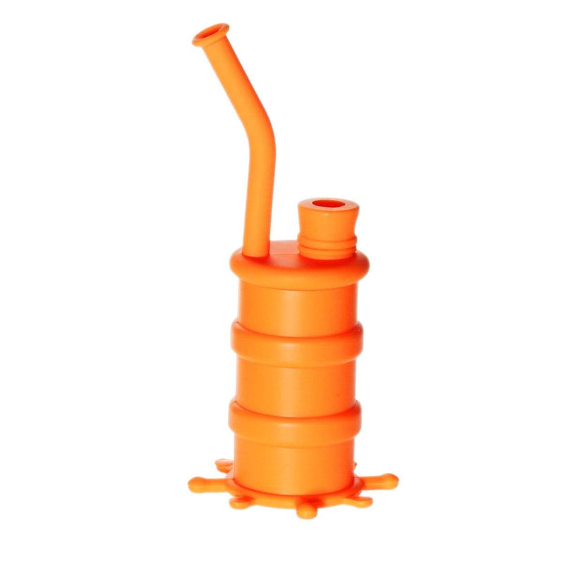 Biohazard Inc Silicone Rig Silicone 8" Bent Neck Small Oil Drum Bubbler - Orange