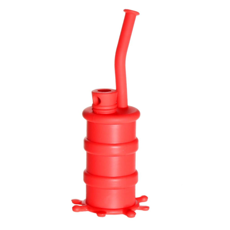 Biohazard Inc Silicone Rig Silicone 8" Bent Neck Small Oil Drum Bubbler - Red