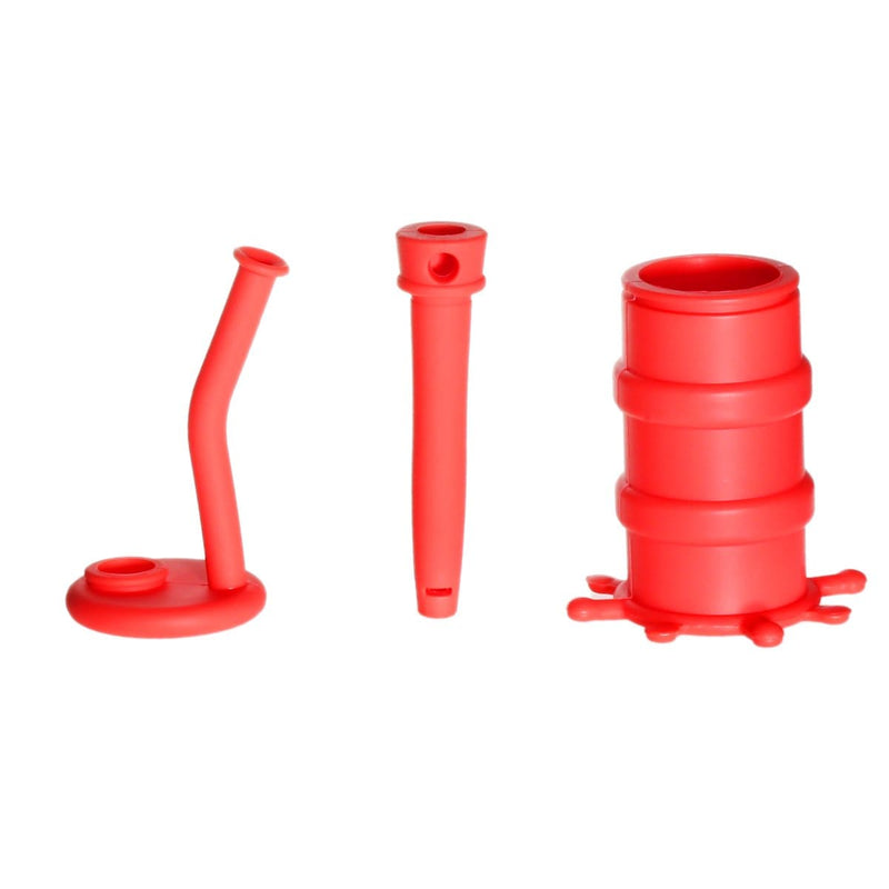 Biohazard Inc Silicone Rig Silicone 8" Bent Neck Small Oil Drum Bubbler - Red