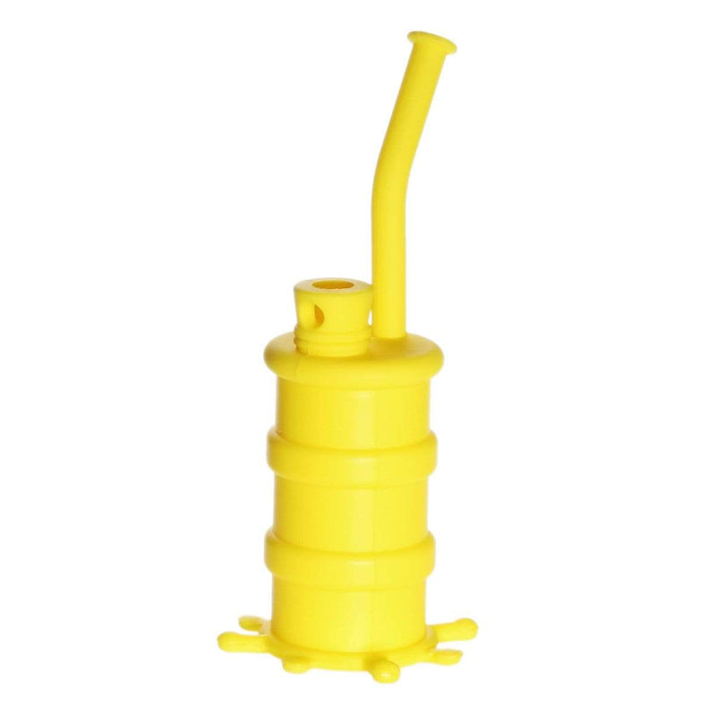 Biohazard Inc Silicone Rig Silicone 8" Bent Neck Small Oil Drum Bubbler - Yellow