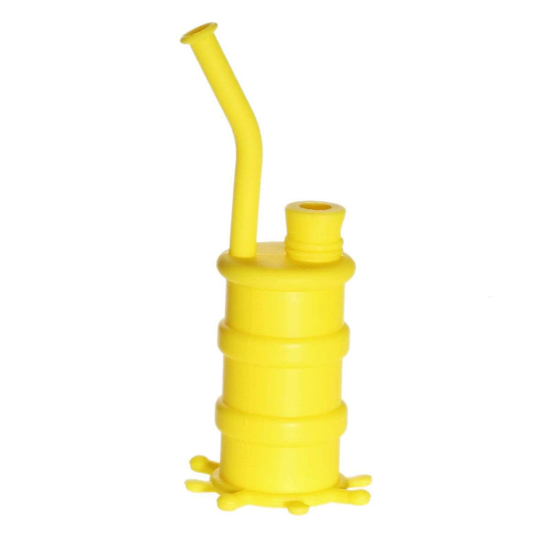 Biohazard Inc Silicone Rig Silicone 8" Bent Neck Small Oil Drum Bubbler - Yellow