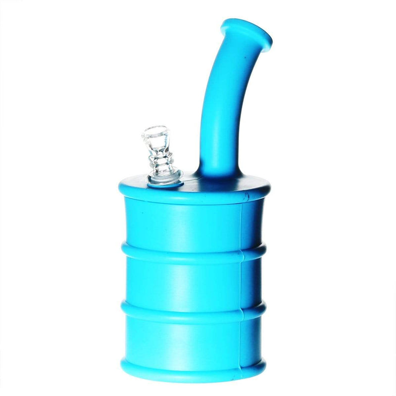 Biohazard Inc Silicone Rig Silicone 9" Bent Neck Large Oil Drum Bubbler - Blue